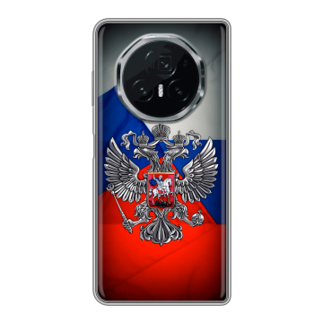 Пластиковый чехол на Honor Magic V3 с принтом Флаг России