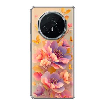 Пластиковый чехол на Honor Magic V3 с принтом Цветы и бабочки