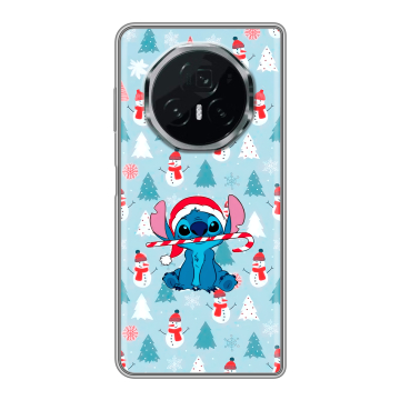 Пластиковый чехол на Honor Magic V3 с принтом Стич Новый год