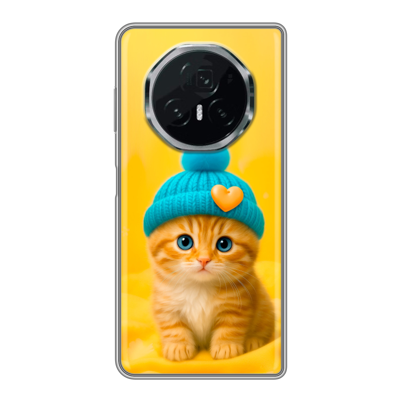 Пластиковый чехол на Honor Magic V3 с принтом Котенок в шапке Пластиковый чехол на Honor Magic V3 с принтом Котенок в шапке