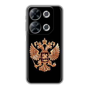 Силиконовый чехол на Itel P65 с принтом Герб России золотой Силиконовый чехол на Itel P65 с принтом Герб России золотой