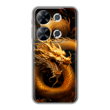 Силиконовый чехол на Itel P65 с принтом Золотой дракон Силиконовый чехол на Itel P65 с принтом Золотой дракон