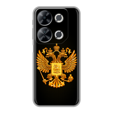 Силиконовый чехол на Itel P65 с принтом Герб России желтый