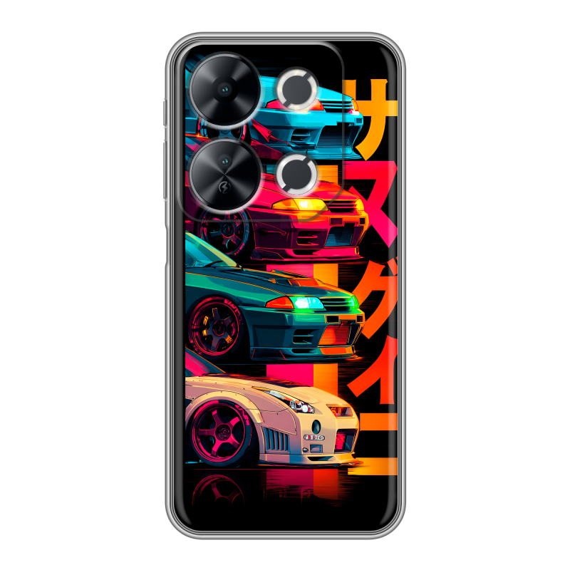 Силиконовый чехол на Itel P65 с принтом Гоночные машины Силиконовый чехол на Itel P65 с принтом Гоночные машины
