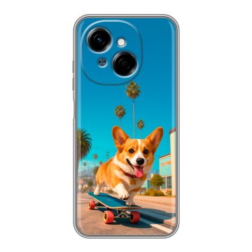 Силиконовый чехол на Tecno Spark Go 1 с принтом Корги на скейте Силиконовый чехол на Tecno Spark Go 1 с принтом Корги на скейте