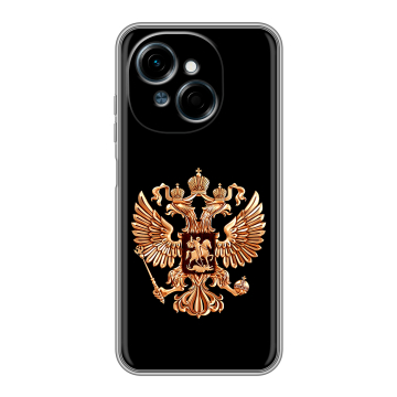 Силиконовый чехол на Tecno Spark Go 1 с принтом Герб России золотой
