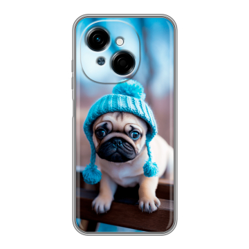 Силиконовый чехол на Tecno Spark Go 1 с принтом Мопс в шапке
