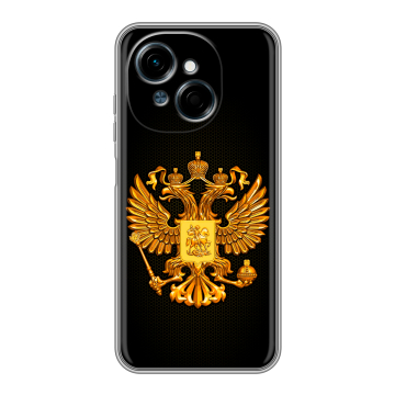 Силиконовый чехол на Tecno Spark Go 1 с принтом Герб России желтый Силиконовый чехол на Tecno Spark Go 1 с принтом Герб России желтый