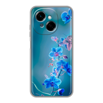 Силиконовый чехол на Tecno Spark Go 1 с принтом Голубые цветы