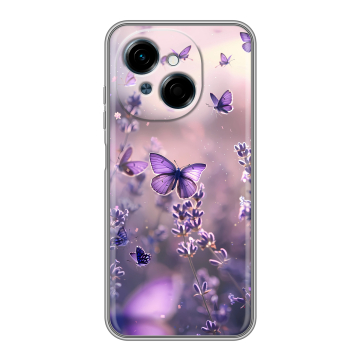 Силиконовый чехол на Tecno Spark Go 1 с принтом бабочки и лаванда Силиконовый чехол на Tecno Spark Go 1 с принтом бабочки и лаванда