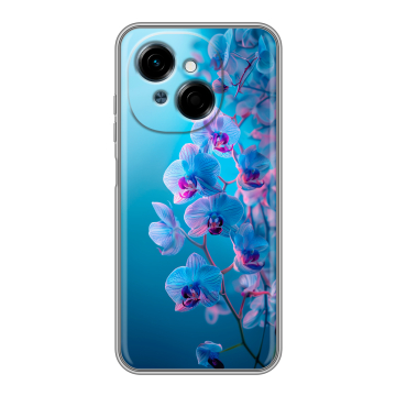 Силиконовый чехол на Tecno Spark Go 1 с принтом голубые орхидеи
