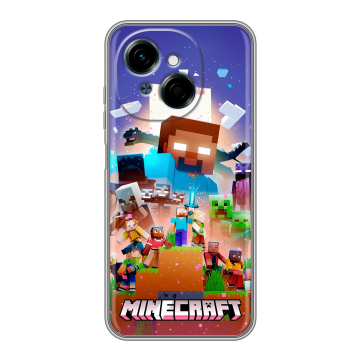 Силиконовый чехол на Tecno Spark Go 1 с принтом Майнкрафт Minecraft