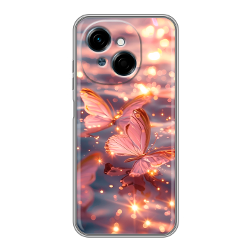 Силиконовый чехол на Tecno Spark Go 1 с принтом бабочки розовые Силиконовый чехол на Tecno Spark Go 1 с принтом бабочки розовые