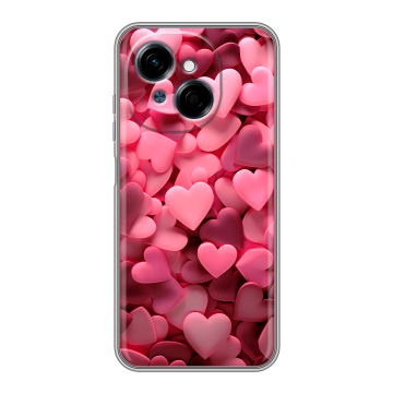 Силиконовый чехол на Tecno Spark Go 1 с принтом розовые сердечки