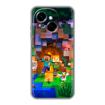 Силиконовый чехол на Tecno Spark Go 1 с принтом Майнкрафт Minecraft