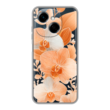 Силиконовый чехол на Tecno Spark Go 1 с принтом Бежевые цветы