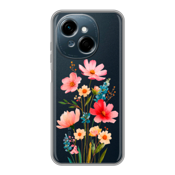 Силиконовый чехол на Tecno Spark Go 1 с принтом Цветы