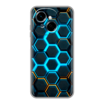 Силиконовый чехол на Tecno Spark Go 1 с принтом Неоновые соты