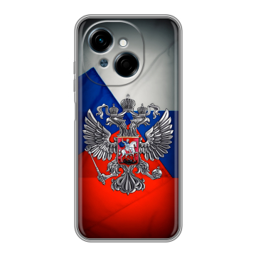 Силиконовый чехол на Tecno Spark Go 1 с принтом Флаг России Силиконовый чехол на Tecno Spark Go 1 с принтом Флаг России