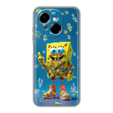 Силиконовый чехол на Tecno Spark Go 1 с принтом Спанч боб Спанчбоб