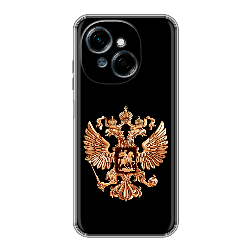 Силиконовый чехол на Tecno Spark Go 1 с принтом Герб России золотой Силиконовый чехол на Tecno Spark Go 1 с принтом Герб России золотой