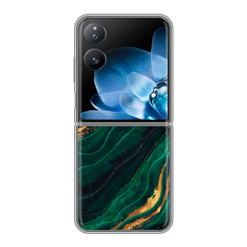 Пластиковый чехол на Xiaomi Mix Flip с принтом Мрамор зеленое золото
