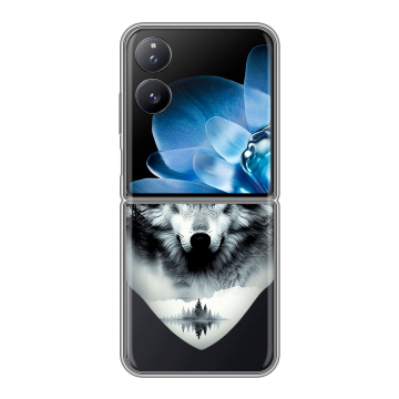 Пластиковый чехол на Xiaomi Mix Flip с принтом Волк в лесу Пластиковый чехол на Xiaomi Mix Flip с принтом Волк в лесу
