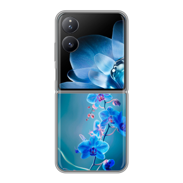Пластиковый чехол на Xiaomi Mix Flip с принтом Голубые цветы Пластиковый чехол на Xiaomi Mix Flip с принтом Голубые цветы