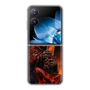 Пластиковый чехол на Xiaomi Mix Flip с принтом Скелет и карты