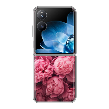 Пластиковый чехол на Xiaomi Mix Flip с принтом цветы пионы