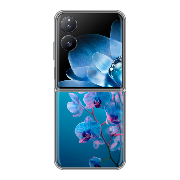 Пластиковый чехол на Xiaomi Mix Flip с принтом голубые орхидеи Пластиковый чехол на Xiaomi Mix Flip с принтом голубые орхидеи
