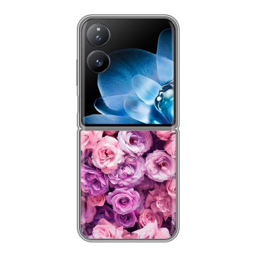 Пластиковый чехол на Xiaomi Mix Flip с принтом лавандовые розы Пластиковый чехол на Xiaomi Mix Flip с принтом лавандовые розы
