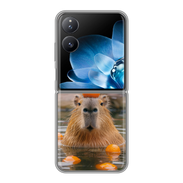 Пластиковый чехол на Xiaomi Mix Flip с принтом Капибара с апельсином Пластиковый чехол на Xiaomi Mix Flip с принтом Капибара с апельсином