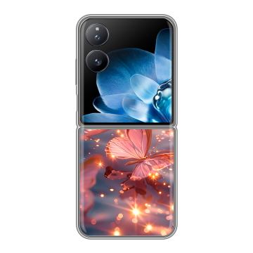 Пластиковый чехол на Xiaomi Mix Flip с принтом бабочки розовые Пластиковый чехол на Xiaomi Mix Flip с принтом бабочки розовые
