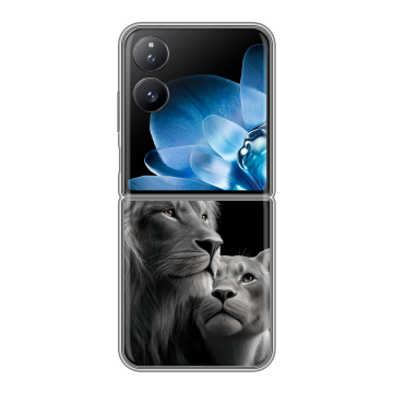 Пластиковый чехол на Xiaomi Mix Flip с принтом Лев кошки Пластиковый чехол на Xiaomi Mix Flip с принтом Лев кошки