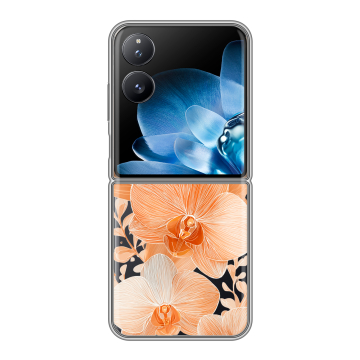 Пластиковый чехол на Xiaomi Mix Flip с принтом Бежевые цветы Пластиковый чехол на Xiaomi Mix Flip с принтом Бежевые цветы