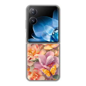 Пластиковый чехол на Xiaomi Mix Flip с принтом Цветы и бабочки Пластиковый чехол на Xiaomi Mix Flip с принтом Цветы и бабочки