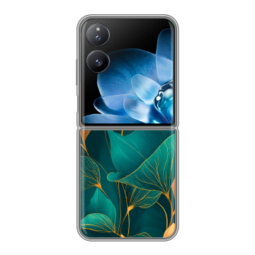 Пластиковый чехол на Xiaomi Mix Flip с принтом Листья и золото Пластиковый чехол на Xiaomi Mix Flip с принтом Листья и золото