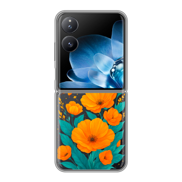 Пластиковый чехол на Xiaomi Mix Flip с принтом цветы бабочки Пластиковый чехол на Xiaomi Mix Flip с принтом цветы бабочки