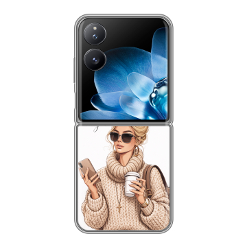 Пластиковый чехол на Xiaomi Mix Flip с принтом женский Пластиковый чехол на Xiaomi Mix Flip с принтом женский