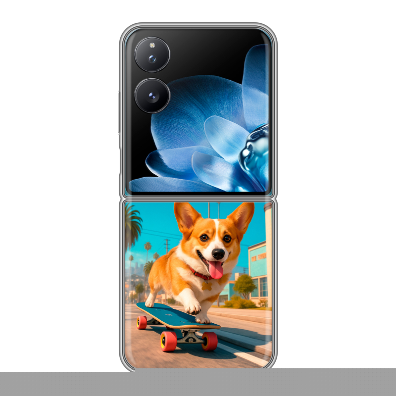 Пластиковый чехол на Xiaomi Mix Flip с принтом Корги на скейте Пластиковый чехол на Xiaomi Mix Flip с принтом Корги на скейте