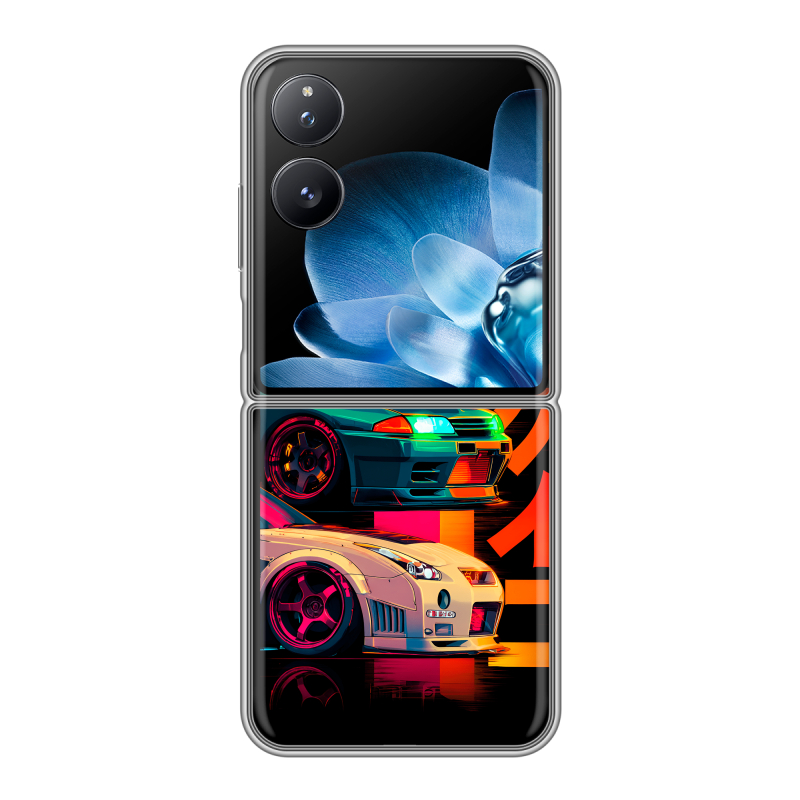 Пластиковый чехол на Xiaomi Mix Flip с принтом Гоночные машины Пластиковый чехол на Xiaomi Mix Flip с принтом Гоночные машины