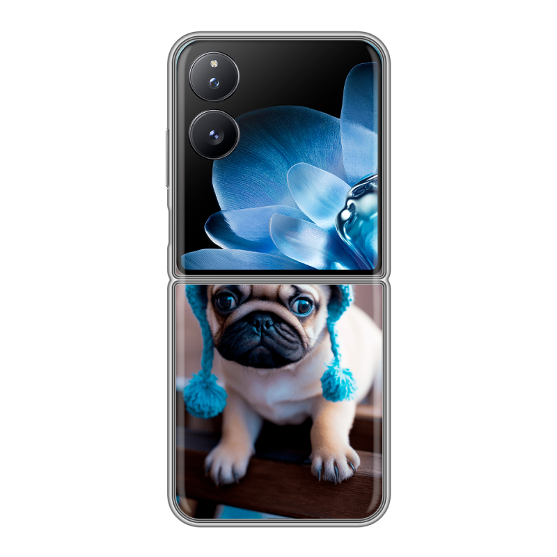 Пластиковый чехол на Xiaomi Mix Flip с принтом Мопс в шапке Пластиковый чехол на Xiaomi Mix Flip с принтом Мопс в шапке