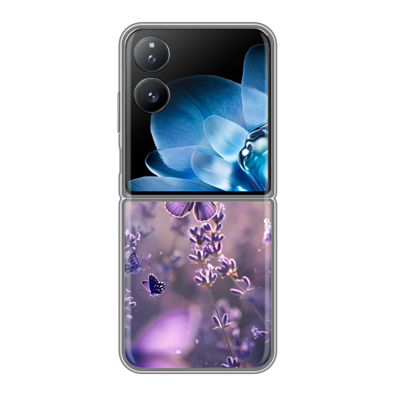 Пластиковый чехол на Xiaomi Mix Flip с принтом бабочки и лаванда Пластиковый чехол на Xiaomi Mix Flip с принтом бабочки и лаванда