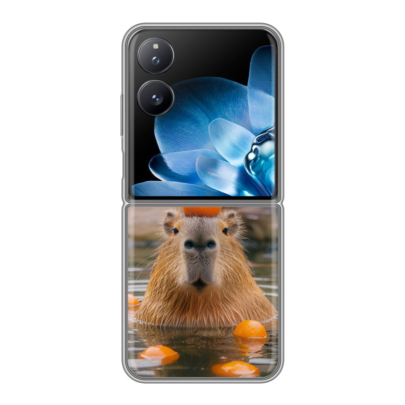 Пластиковый чехол на Xiaomi Mix Flip с принтом Капибара с апельсином Пластиковый чехол на Xiaomi Mix Flip с принтом Капибара с апельсином