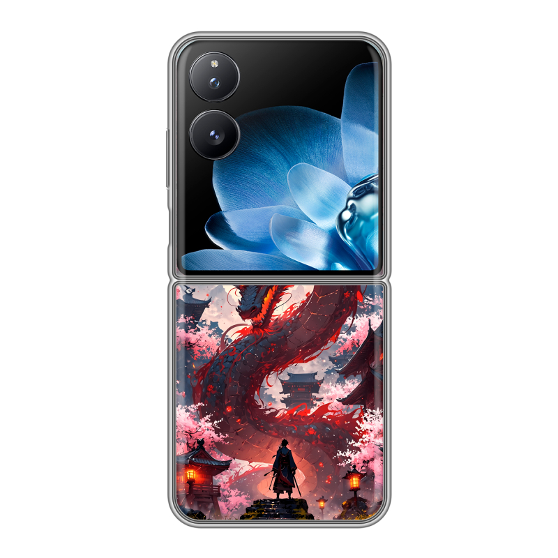 Пластиковый чехол на Xiaomi Mix Flip с принтом Дракон Японский Пластиковый чехол на Xiaomi Mix Flip с принтом Дракон Японский