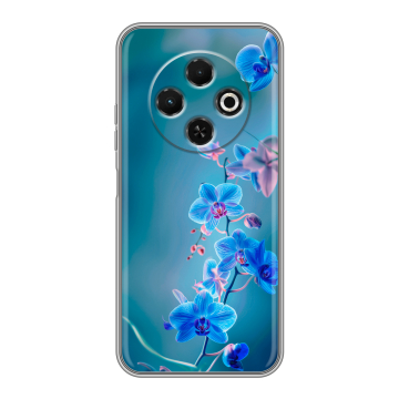 Силиконовый чехол на Tecno Spark 30C с принтом Голубые цветы