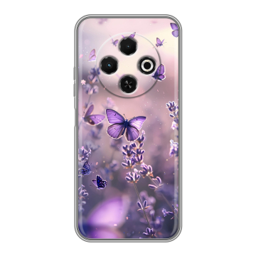 Силиконовый чехол на Tecno Spark 30C с принтом бабочки и лаванда Силиконовый чехол на Tecno Spark 30C с принтом бабочки и лаванда