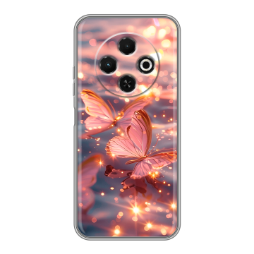Силиконовый чехол на Tecno Spark 30C с принтом бабочки розовые Силиконовый чехол на Tecno Spark 30C с принтом бабочки розовые