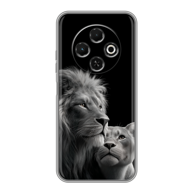 Силиконовый чехол на Tecno Spark 30C с принтом Лев кошки Силиконовый чехол на Tecno Spark 30C с принтом Лев кошки